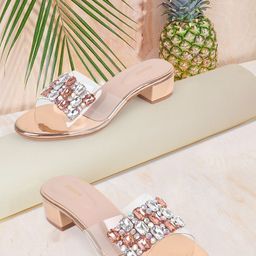 Anouk Embellished Party Block Sandals with Buckles-9