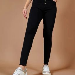 DOLCE CRUDO Black High Rise Stretchable Jeans-image-40