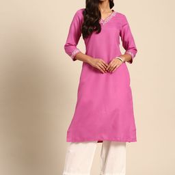 Sangria Women Pink Floral Embroidered Thread Work Kurta-picture-53