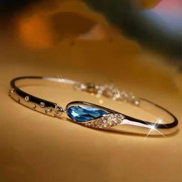 YouBella Silver Plated Stylish Fancy Charm Blue Bracelet-18