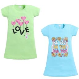 Todd N Teen Girls Multicolor Cotton Printed Nighty - Pack Of 2-image-11