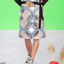 ArtzFolio Brown & Grey Printed Cotton Waist Apron-20