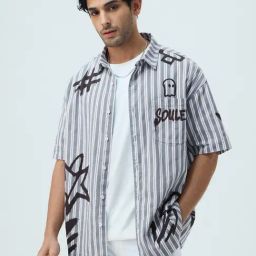 The Souled Store Grey Cotton Striped Shirt-picture-18