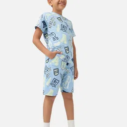 Juniors by Babyshop Boys Printed T-shirt with Shorts-image-41