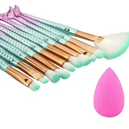 skrynnzerSet Of 10 Mermaid Makeup Brushes Set With Blender-13