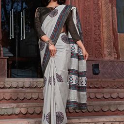 KALINI Bagh Bagru Printed Saree with Matching Blouse-47