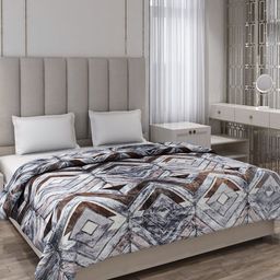 Monte Carlo Grey & Brown Geometric AC Room 290 GSM Double Bed Blanket-picture-37