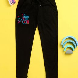 NUSYL The Street Is My Gym Bicycle Printed Kids Unisex Track Pants - Black-image-3