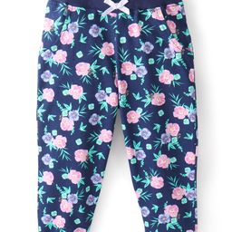 Babyhug Cotton Looper Full Length Lounge Pant Floral Print- Navy Blue-image-14