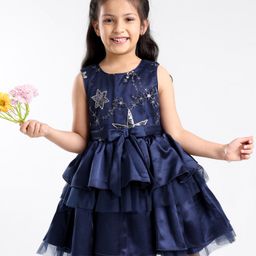 Mark & Mia Sleeveless Party Frock with Sequin Detailing - Navy Blue-image-64