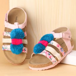 Babyoye Sandals with Velcro Closure & Tassel Details - Pink-image-19