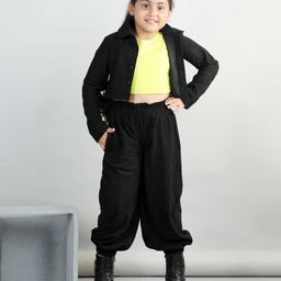 Aww Hunnie Corduroy Full Sleeves Solid Shirt With Tee & Joggers - Black & Green-picture-17