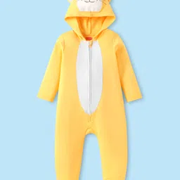 Babyhug Cotton Knit Full Sleeves Footed Sleepsuit with Bear Applique - Yellow-picture-27