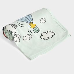 Mi Arcus Peanuts Snoopy Printed 100% Cotton Premium Ultra Soft Knitted Coming Home Blanket - Sea Green-19