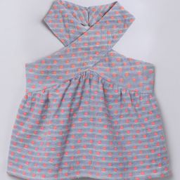Taffykids 100% Cotton Sleeveless Polka Dots Embroidered Top - Multi Colour-image-54