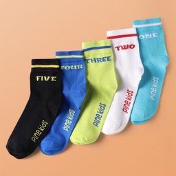 Pine Kids Cotton Knit Ankle Length Socks With Numbers Design Pack of 5 ( Colour May Vary )-picture-44