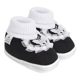 Neska Moda Butterfly Applique Detailed Slip On Booties - Black-picture-34