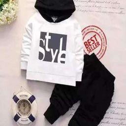 CUTEVIBE White & Black Printed Hooded T-shirt with Track Pants-image-31