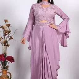 Morchari Women Embroidered Crop Top With Skirt & Dupatta Co-Ords-image-73