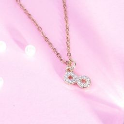 SALTY Stainless Steel Stone Studded Infinity Charm Pendant & Chain Jewellery Accessories-image-21