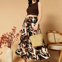 OTABU Abstract Printed A-Line Midi Skirts image 5