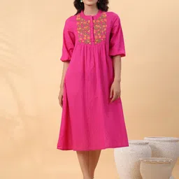 KALINI Embroidered A-Line Midi Dress-image-65