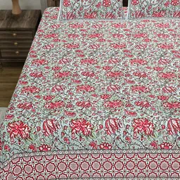 LIVING ROOTS Patni Pink Printed Pure Cotton 300 TC Super King Bedsheet Set 2.64 x 2.43 m-image-57
