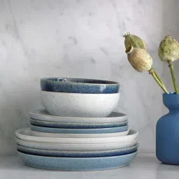 DENBY Studio Blue Stoneware Flint Medium Coupe Plate (21 cm) - Set of 1-21
