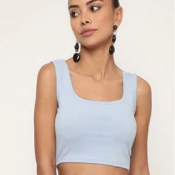 BAESD Square Neck Ribbed Fitted Crop Top-image-57