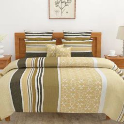 Swayam Green Cotton Geometric Double Bed Sheets 2 Pillow Covers-image-3