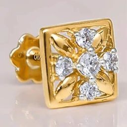 GIVA 18k Yellow Gold Gorgeous Square Lab Grown Diamond Nosepin-image-24