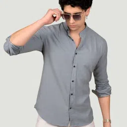 ALMATY Grey Slim Fit Solid Shirt-picture-45