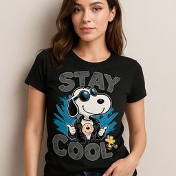 Anikmart Unisex Snoopy Dri-FIT Graphic Printed Round Neck Cotton T-shirt-image-79