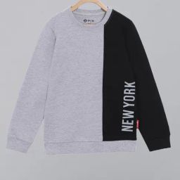3PIN Boys Grey Cotton Regular Fit Color Block Sweatshirt-picture-8