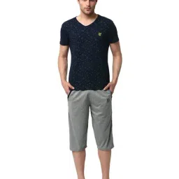 Vimal Jonney Navy & Grey Printed T-Shirt & Capris-image-81