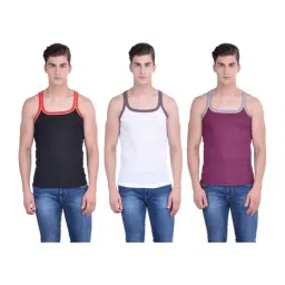 Dollar Bigboss Assorted Color Cotton Regular Fit Gym Vests (Pack Of 3)-image-62