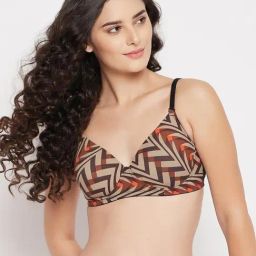 Clovia Brown Printed Padded Bra-image-92