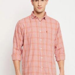 Duke Orange Slim Fit Check Shirt-image-4