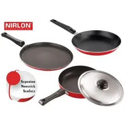 Nirlon Red Aluminium Non- Stick Cookware - Set of 3-33