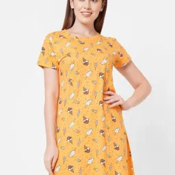 Sweet Dreams Mustard Printed Night Dress-picture-21