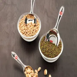 HAZEL Silver Stainless Steel Kitchen Scoop for Grocery - Set of 5-31