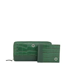 Caprese Green Textured Wallet Combo Set-image-56