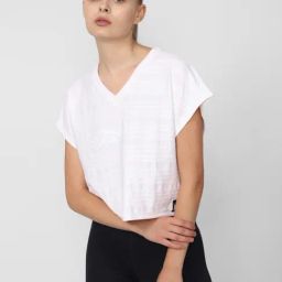 Reebok White Cotton Striped T-Shirt-40