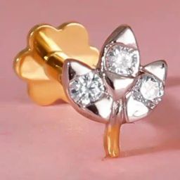 GIVA 18k Yellow Gold Dazzling Leaf Lab Grown Diamond Nosepin-image-86