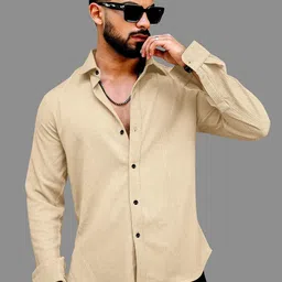 VORTEX Men Original Fit Textured Spread Collar Casual Shirt-image-78