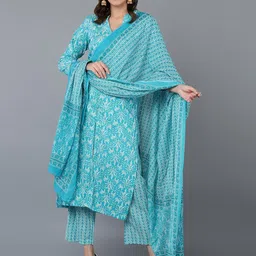 KALINI Women Ethnic Motifs Printed Regular Pure Cotton Kurta with Trousers & With Dupatta-picture-43