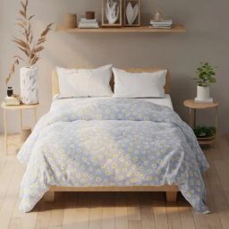 KOPA Blue & Yellow Microfibre Floral Double Comforter-23
