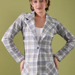 SELVIA Grey & White Checks Blazer-image-44