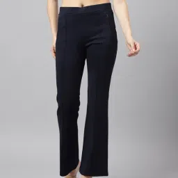 Latin Quarters Navy Polyester Regular Fit High Rise Trousers-image-29