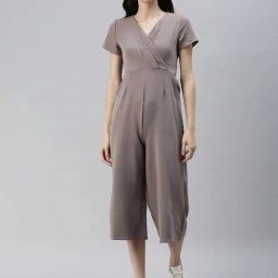 SHOWOFF Brown Plain Jumpsuit-image-69